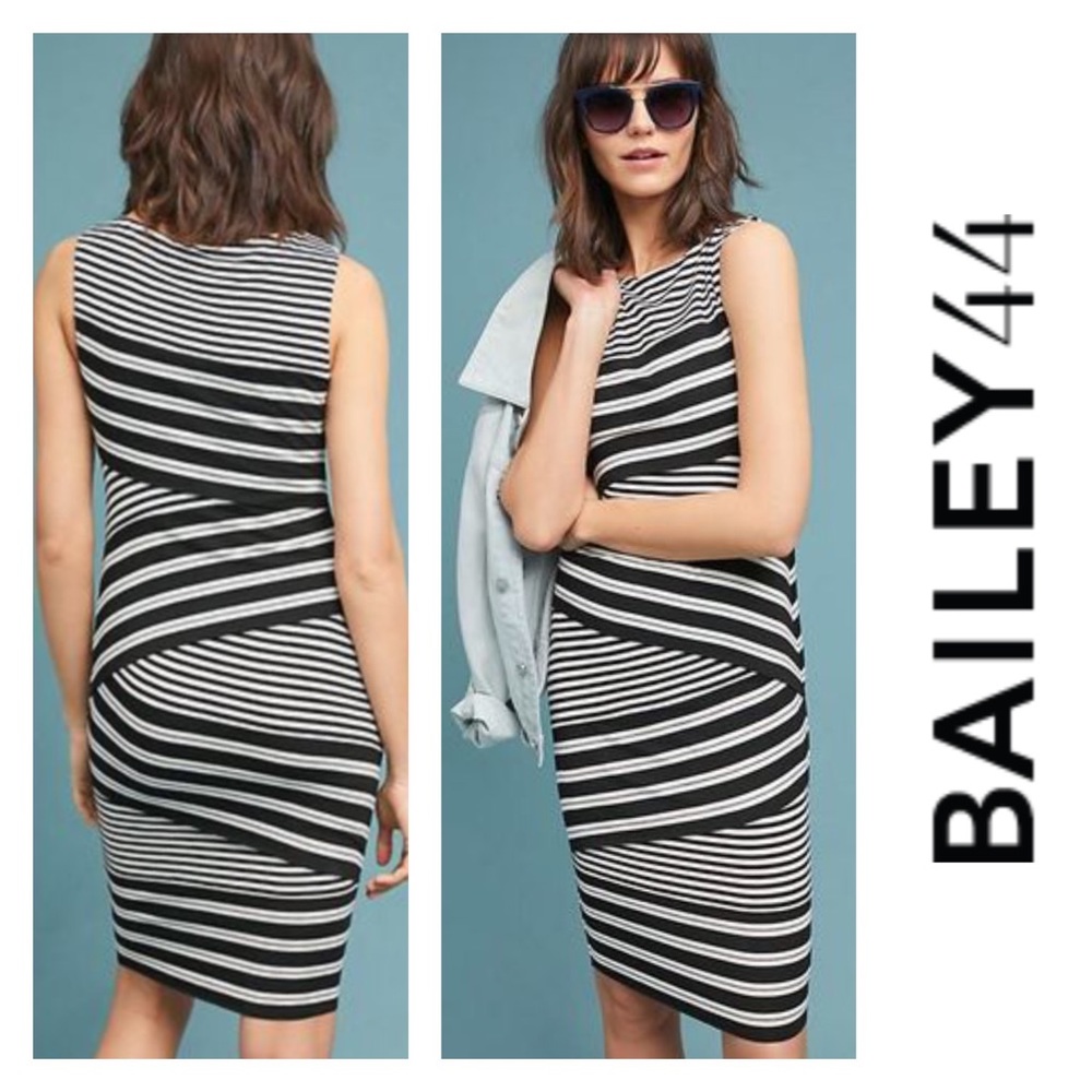 NEW Bailey 44 Annabeth Striped Column Dress Anthropologie Black White